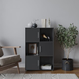 6-Cube Shelving Unit With Doors and Metal Handles