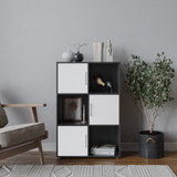 6-Cube Shelving Unit With Doors and Metal Handles