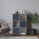 6-Cube Shelving Unit With Doors and Metal Handles