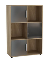 6-Cube Shelving Unit With Doors and Metal Handles