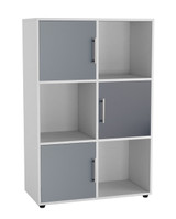 6-Cube Shelving Unit With Doors and Metal Handles