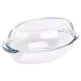 2.25L Borcam Oval Casserole Glass Dish with Lid