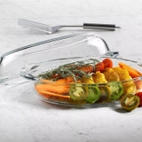 2.25L Borcam Oval Casserole Glass Dish with Lid
