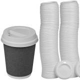 8oz Plastic Coffee Cup Lids with Sip-Through Feature – White