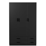 Tripoli 3 Door 4 Drawer Wardrobe Bedroom Furniture- 180x108x46cm