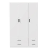 Tripoli 3 Door 4 Drawer Wardrobe Bedroom Furniture- 180x108x46cm