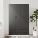 Tripoli 3 Door 4 Drawer Wardrobe Bedroom Furniture- 180x108x46cm