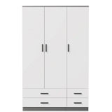 Tripoli 3 Door 4 Drawer Wardrobe Bedroom Furniture- 180x108x46cm