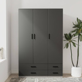 Tripoli 3 Door 4 Drawer Wardrobe Bedroom Furniture- 180x108x46cm