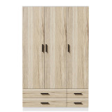 Tripoli 3 Door 4 Drawer Wardrobe Bedroom Furniture- 180x108x46cm
