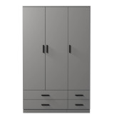 Tripoli 3 Door 4 Drawer Wardrobe Bedroom Furniture- 180x108x46cm