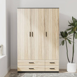 Tripoli 3 Door 4 Drawer Wardrobe Bedroom Furniture- 180x108x46cm