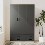 Tripoli 3 Door 4 Drawer Wardrobe Bedroom Furniture- 180x108x46cm
