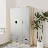 Tripoli 3 Door 4 Drawer Wardrobe Bedroom Furniture- 180x108x46cm