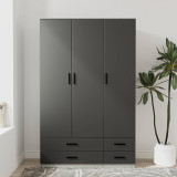 Tripoli 3 Door 4 Drawer Wardrobe Bedroom Furniture- 180x108x46cm