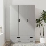 Tripoli 3 Door 4 Drawer Wardrobe Bedroom Furniture- 180x108x46cm