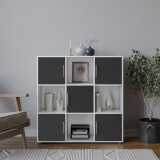 White 9-Cube Shelving Unit with Gloss Doors and Metal Handles