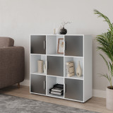 White 9-Cube Shelving Unit with Gloss Doors and Metal Handles