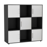 White 9-Cube Shelving Unit with Gloss Doors and Metal Handles