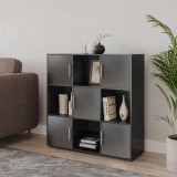 White 9-Cube Shelving Unit with Gloss Doors and Metal Handles