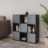 White 9-Cube Shelving Unit with Gloss Doors and Metal Handles