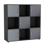 White 9-Cube Shelving Unit with Gloss Doors and Metal Handles