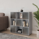 White 9-Cube Shelving Unit with Gloss Doors and Metal Handles
