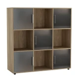 White 9-Cube Shelving Unit with Gloss Doors and Metal Handles
