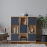 White 9-Cube Shelving Unit with Gloss Doors and Metal Handles