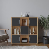 White 9-Cube Shelving Unit with Gloss Doors and Metal Handles