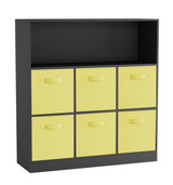 Wide 7-Cube Bookcase With Drawers