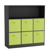 Wide 7-Cube Bookcase With Drawers