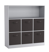 Wide 7-Cube Bookcase With Drawers