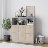 Wide 7-Cube Bookcase With Drawers