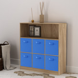 Wide 7-Cube Bookcase With Drawers