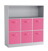 Wide 7-Cube Bookcase With Drawers