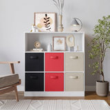 Wide 7 Cube Bookcase Wooden Storage Unit
