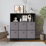 Wide 7 Cube Bookcase Wooden Storage Unit