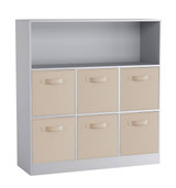 Wide 7 Cube Bookcase Wooden Storage Unit