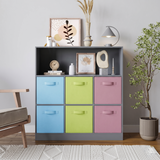 Wide 7 Cube Bookcase Wooden Storage Unit