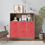 Wide 7 Cube Bookcase Wooden Storage Unit