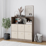 Wide 7 Cube Bookcase Wooden Storage Unit