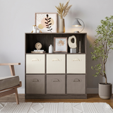 Wide 7 Cube Bookcase Wooden Storage Unit