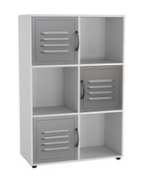 6-Cube Shelving Unit With Metal Doors