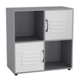 4 -Cube Shelving Unit With Metal Doors - Square