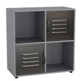 4 -Cube Shelving Unit With Metal Doors - Square