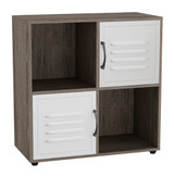 4 -Cube Shelving Unit With Metal Doors - Square