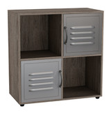4 -Cube Shelving Unit With Metal Doors - Square