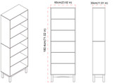 6-Tier Wooden Bookcase, 180x60cm Storage Shelf with Legs