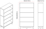 5-Tier Wooden Bookcase, 150x80cm Storage Shelf with Legs